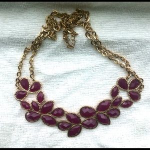 Purple & gold bib necklace